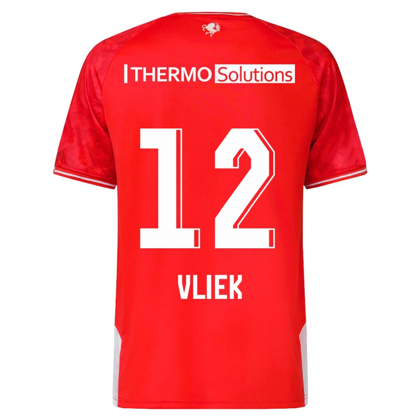 Kids Football Leonie Vliek #12 Red Home Jersey 2023/24 T-Shirt Canada