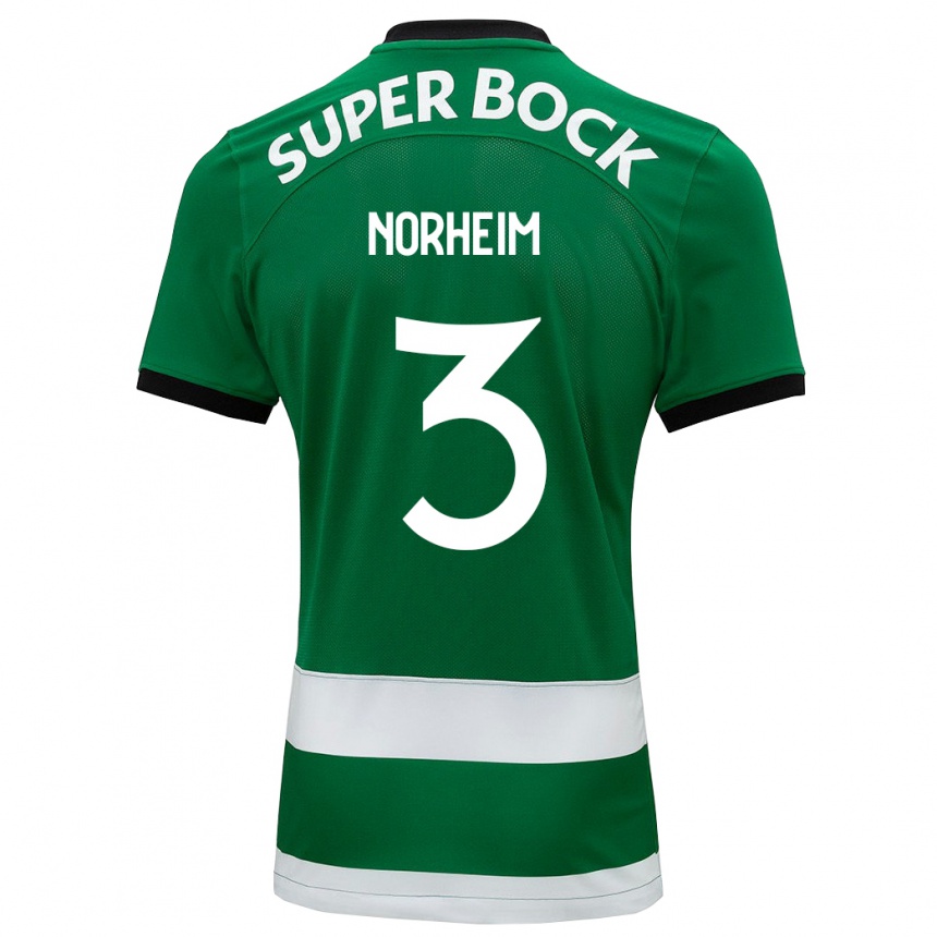 Kids Football Andrea Norheim #3 Green Home Jersey 2023/24 T-Shirt Canada