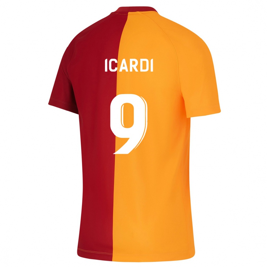 Kids Football Mauro Icardi #9 Orange Home Jersey 2023/24 T-Shirt Canada