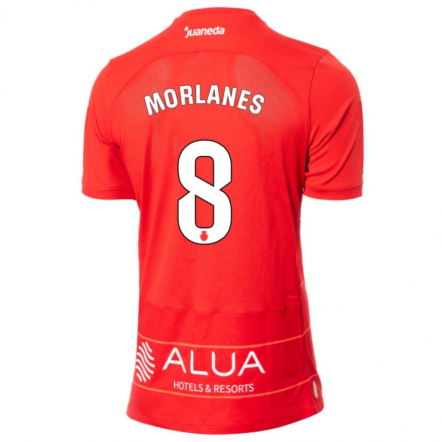 Kids Football Manu Morlanes #8 Red Home Jersey 2023/24 T-Shirt Canada