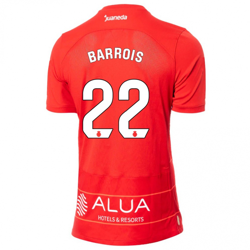 Kids Football Eliott Barrois #22 Red Home Jersey 2023/24 T-Shirt Canada