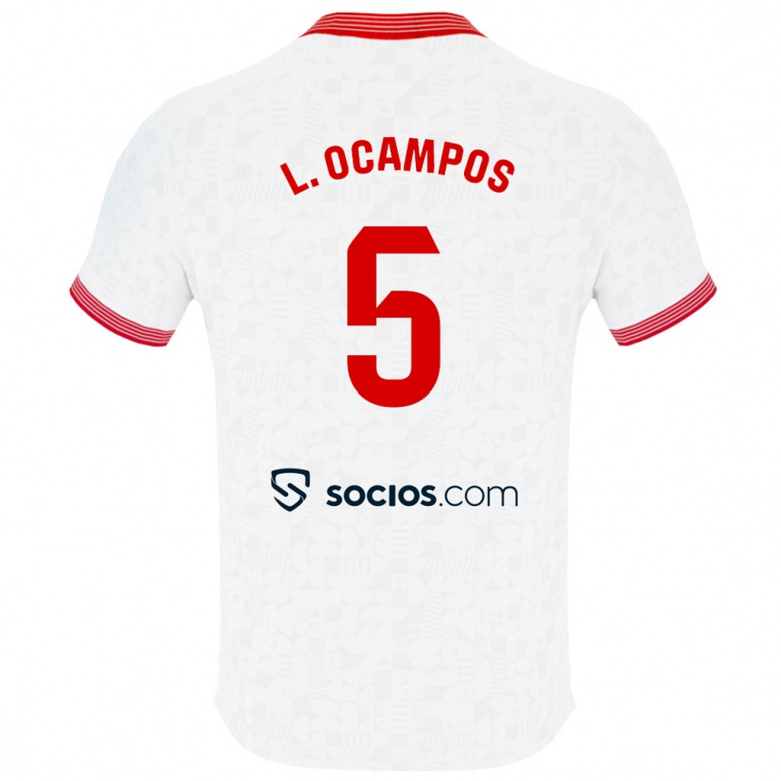 Kids Football Lucas Ocampos #5 White Home Jersey 2023/24 T-Shirt Canada