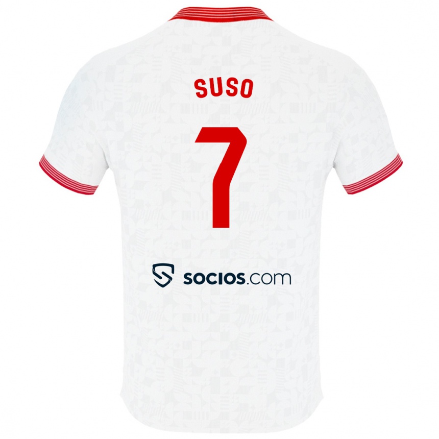 Kids Football Suso #7 White Home Jersey 2023/24 T-Shirt Canada