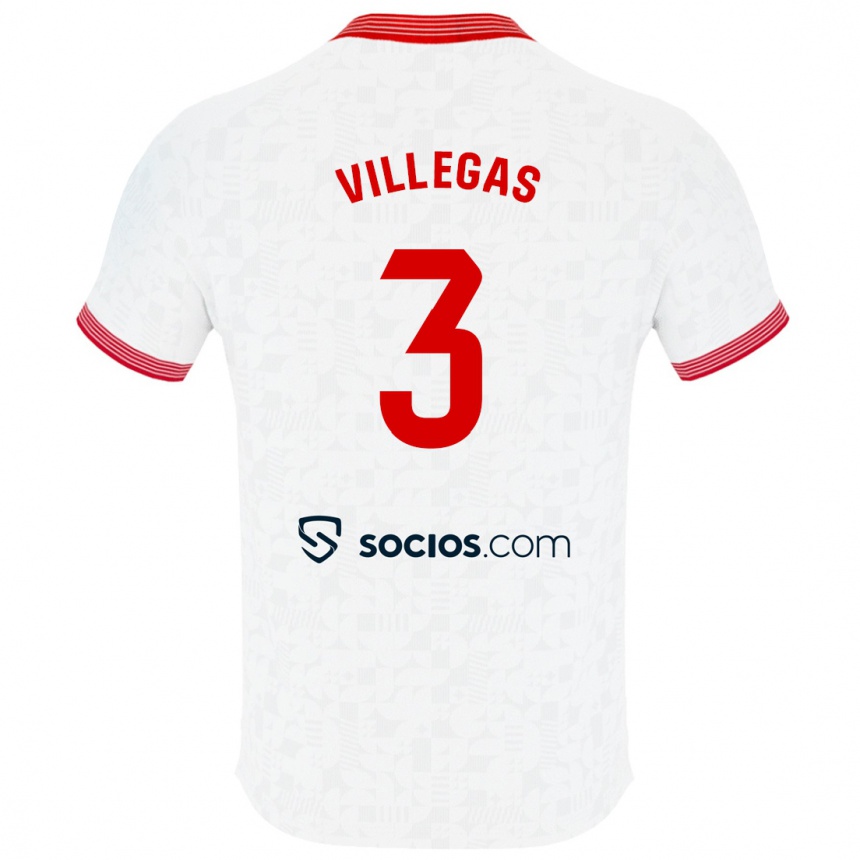 Kids Football Juancho Villegas #3 White Home Jersey 2023/24 T-Shirt Canada