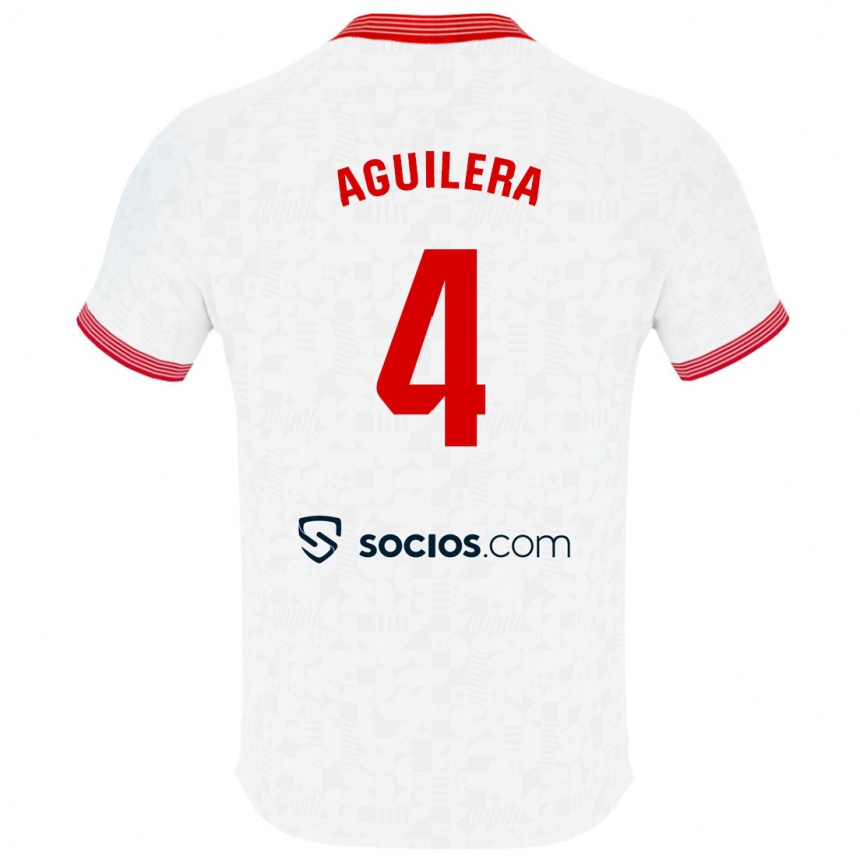 Kids Football Juanan Aguilera #4 White Home Jersey 2023/24 T-Shirt Canada