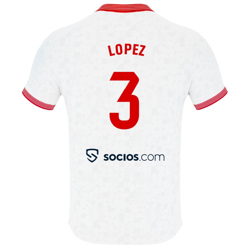 Kids Football David López #3 White Home Jersey 2023/24 T-Shirt Canada