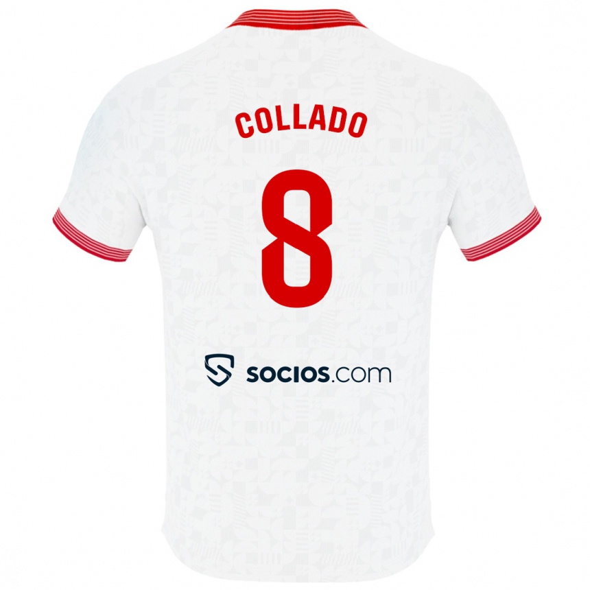 Kids Football Alberto Collado #8 White Home Jersey 2023/24 T-Shirt Canada