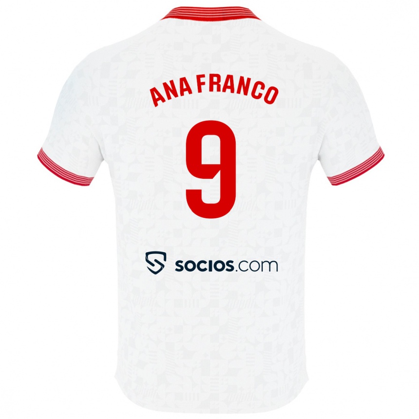 Kids Football Ana Franco De La Vega #9 White Home Jersey 2023/24 T-Shirt Canada