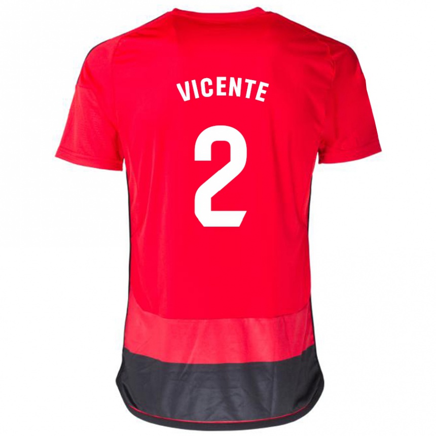 Kids Football David Vicente #2 Red Black Home Jersey 2023/24 T-Shirt Canada