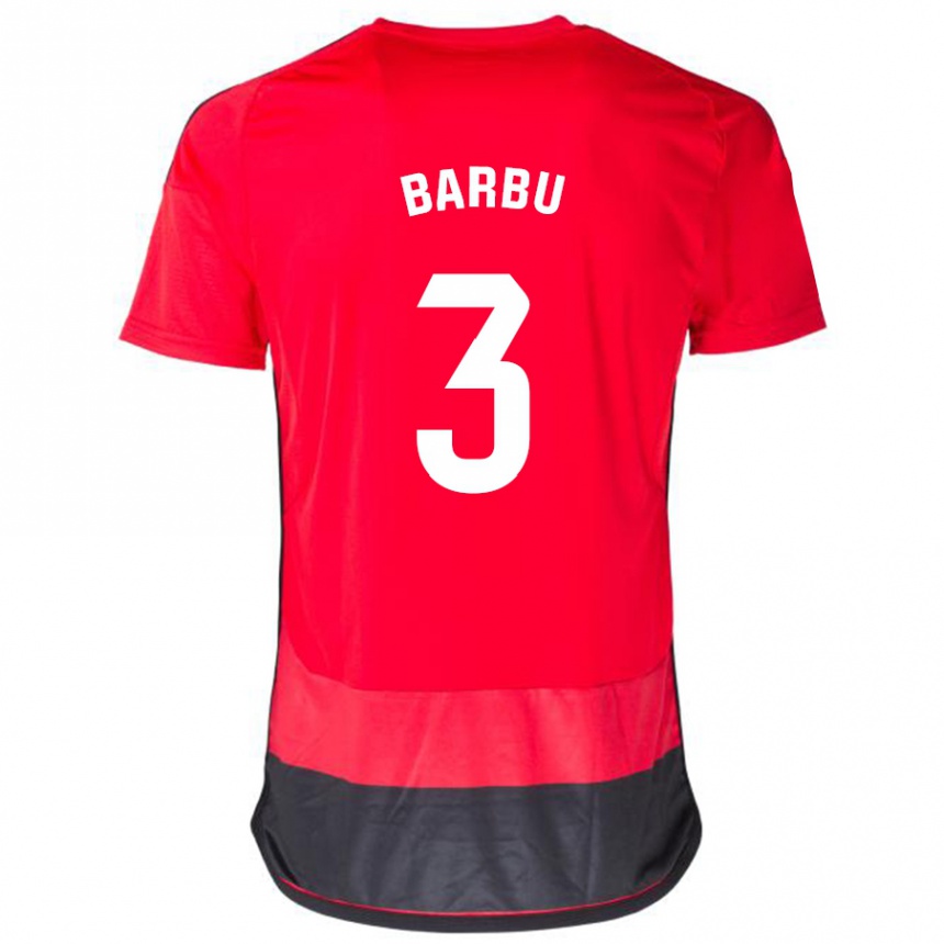 Kids Football Álex Barbu #3 Red Black Home Jersey 2023/24 T-Shirt Canada