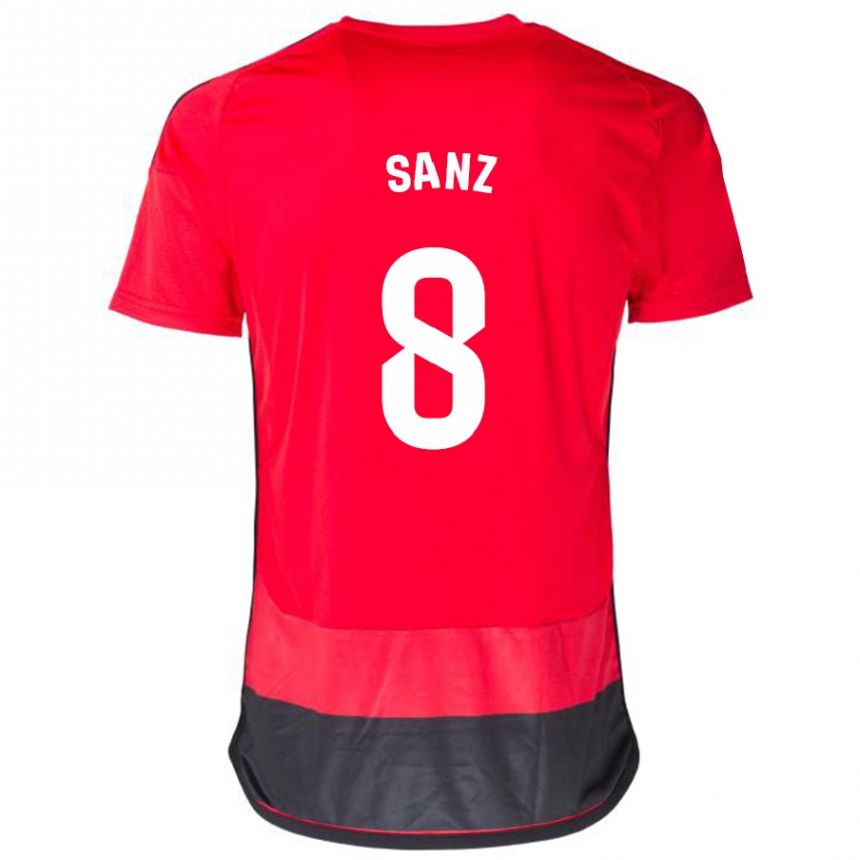 Kids Football Álvaro Sanz #8 Red Black Home Jersey 2023/24 T-Shirt Canada