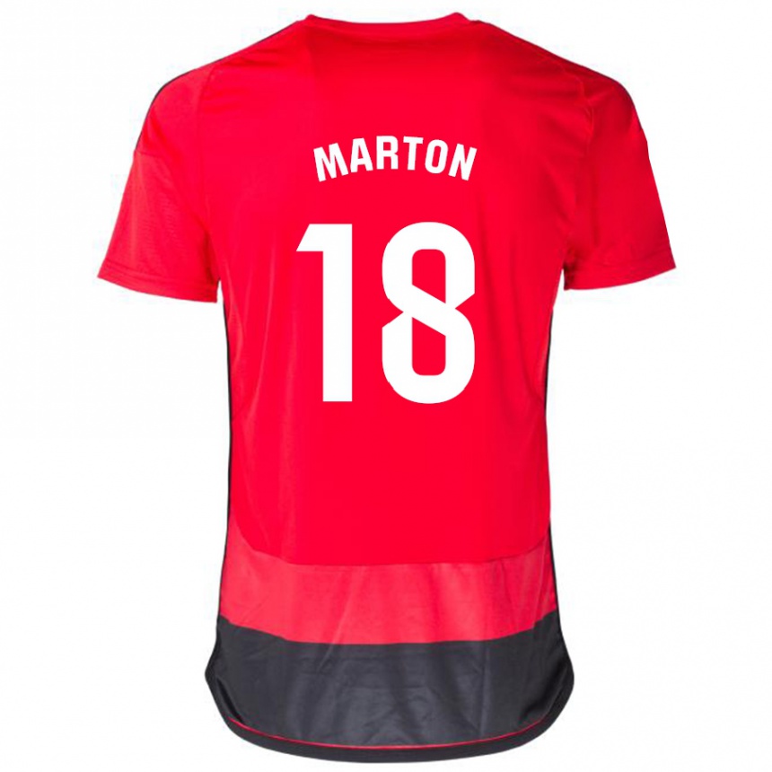 Enfant Football Maillot Javier Martón #18 Rouge Noir Tenues Domicile 2023/24 Canada