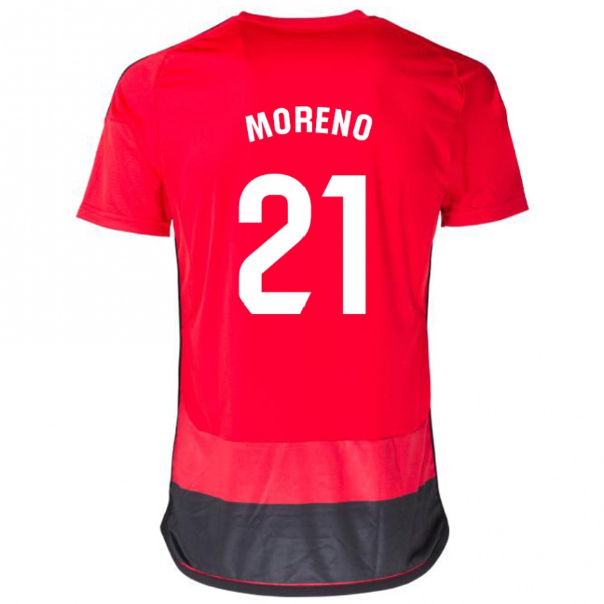 Kids Football Diego Moreno #21 Red Black Home Jersey 2023/24 T-Shirt Canada