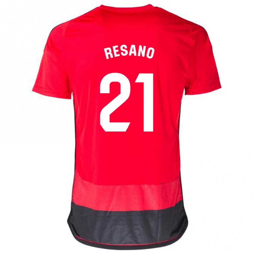 Kids Football Xabier Resano #21 Red Black Home Jersey 2023/24 T-Shirt Canada