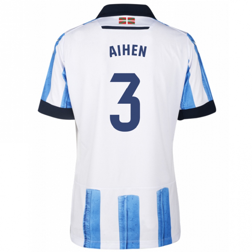 Kids Football Aihen Muñoz #3 Blue White Home Jersey 2023/24 T-Shirt Canada