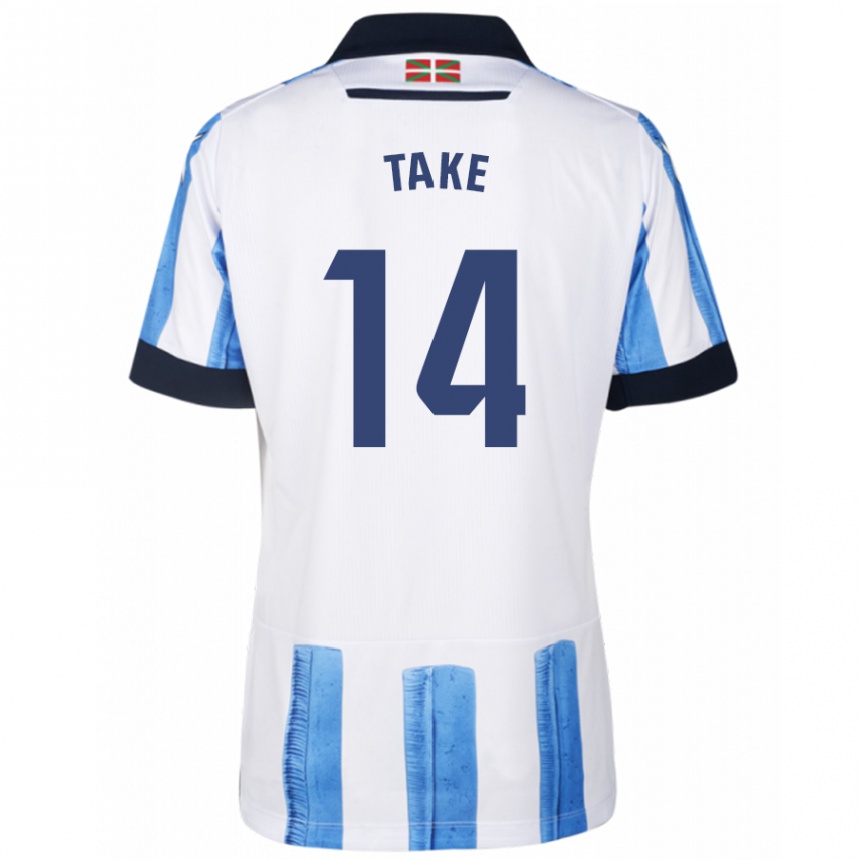 Kids Football Takefusa Kubo #14 Blue White Home Jersey 2023/24 T-Shirt Canada