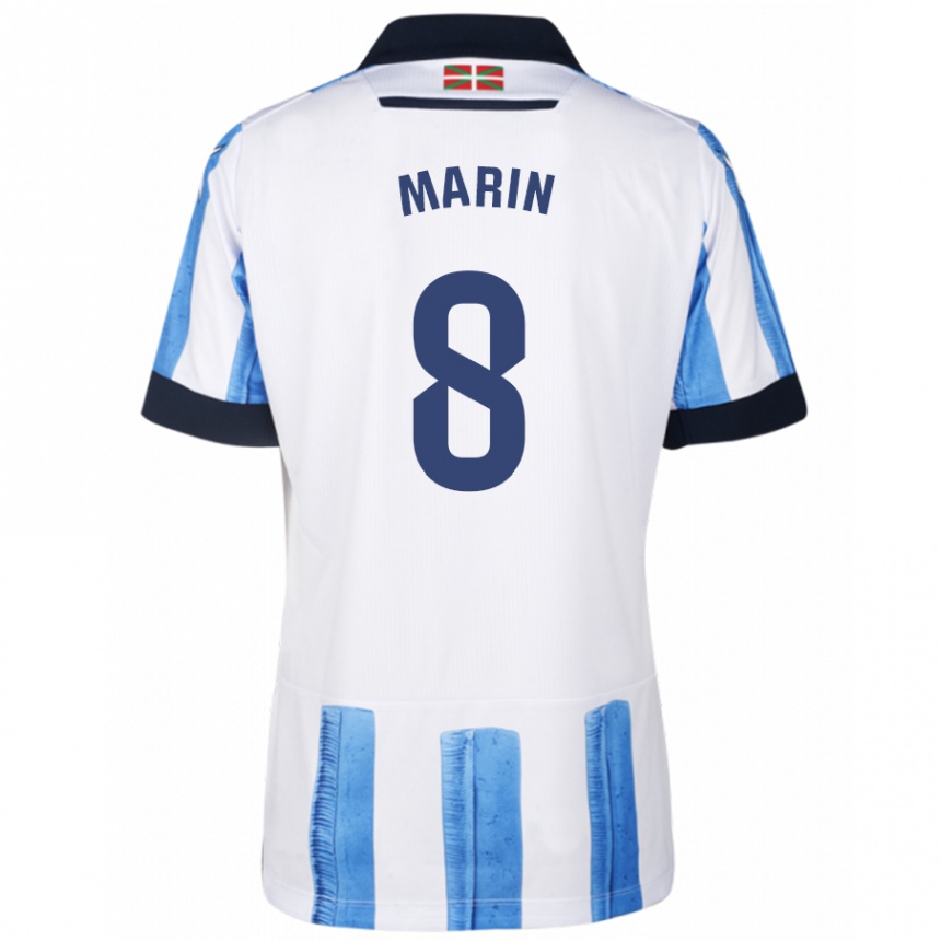 Enfant Football Maillot Pablo Marín #8 Bleu Blanc Tenues Domicile 2023/24 Canada