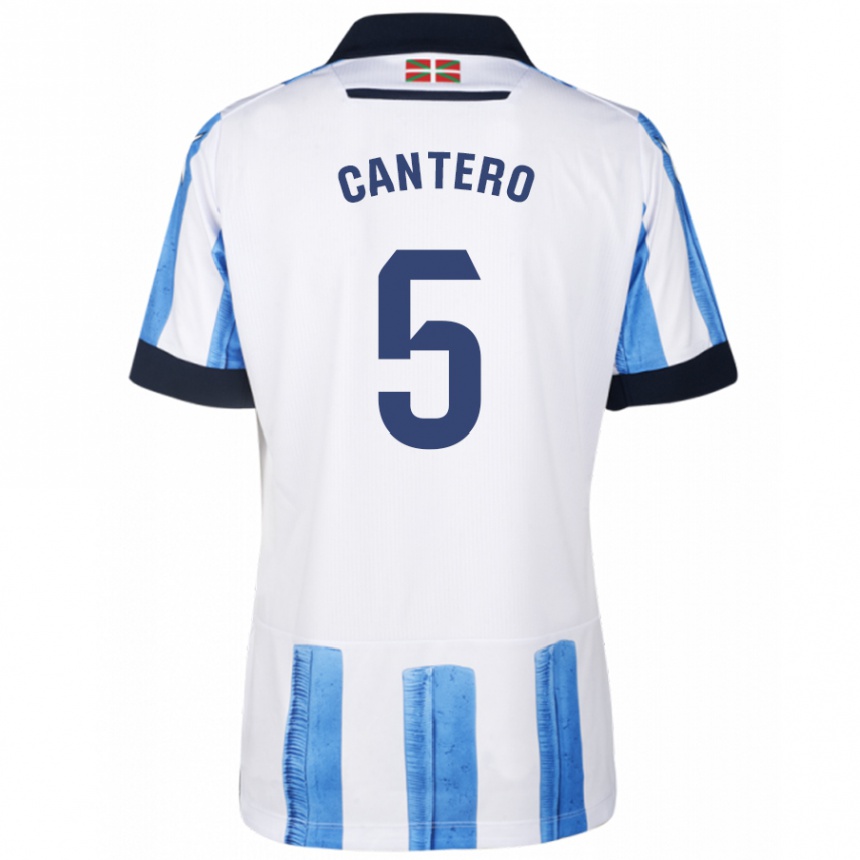 Enfant Football Maillot Yago Cantero #5 Bleu Blanc Tenues Domicile 2023/24 Canada