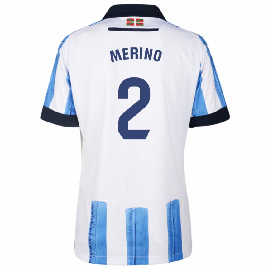 Enfant Football Maillot Jon Merino #2 Bleu Blanc Tenues Domicile 2023/24 Canada