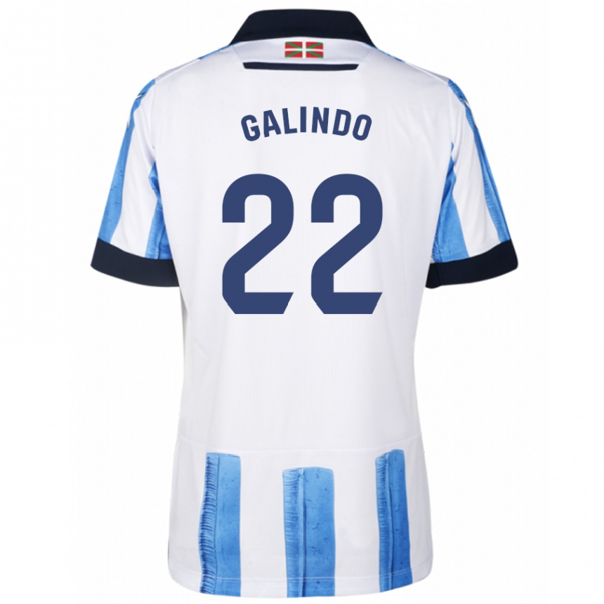 Kids Football Iker Galindo #22 Blue White Home Jersey 2023/24 T-Shirt Canada