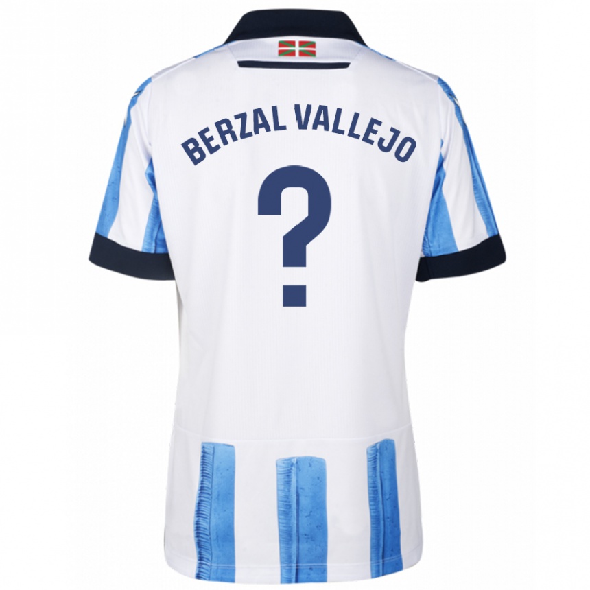 Kids Football Asier Berzal Vallejo #0 Blue White Home Jersey 2023/24 T-Shirt Canada