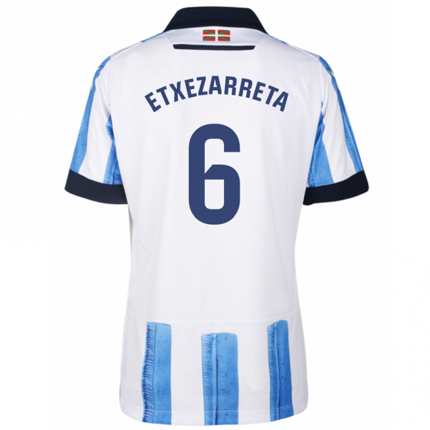 Kids Football Ane Etxezarreta Aierbe #6 Blue White Home Jersey 2023/24 T-Shirt Canada