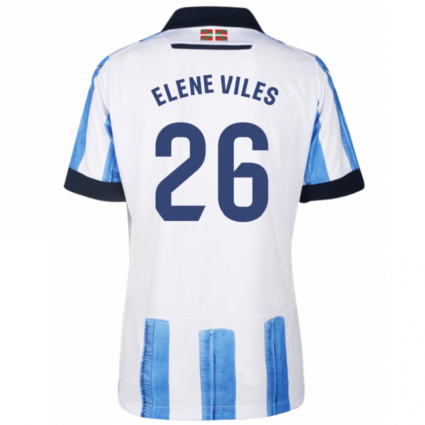 Kids Football Elene Viles Odriozola #26 Blue White Home Jersey 2023/24 T-Shirt Canada