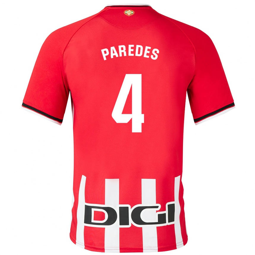 Kids Football Aitor Paredes #4 Red Home Jersey 2023/24 T-Shirt Canada