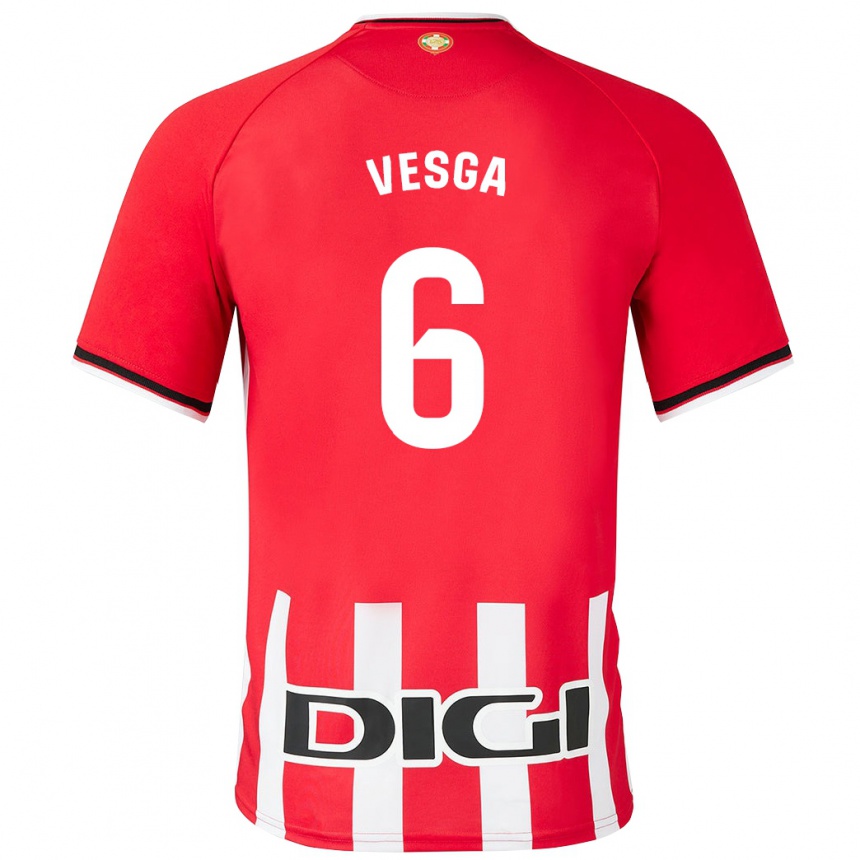 Kids Football Mikel Vesga #6 Red Home Jersey 2023/24 T-Shirt Canada