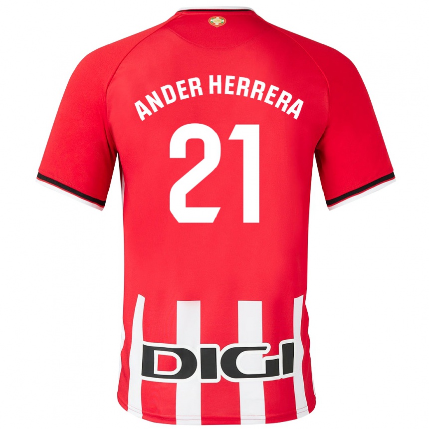 Kids Football Ander Herrera #21 Red Home Jersey 2023/24 T-Shirt Canada