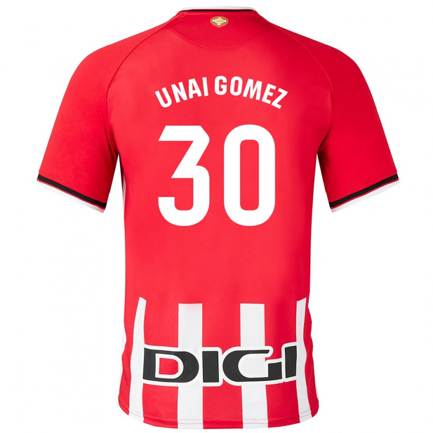 Kids Football Unai Gómez #30 Red Home Jersey 2023/24 T-Shirt Canada