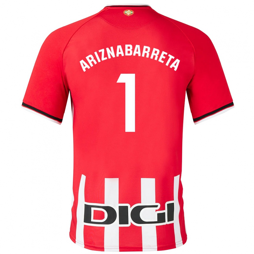 Kids Football Oier Ariznabarreta #1 Red Home Jersey 2023/24 T-Shirt Canada