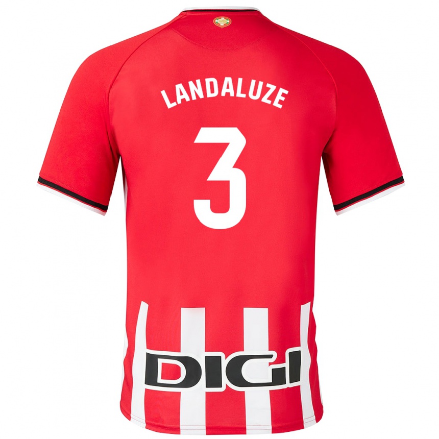 Kids Football Naia Landaluze Marquínez #3 Red Home Jersey 2023/24 T-Shirt Canada