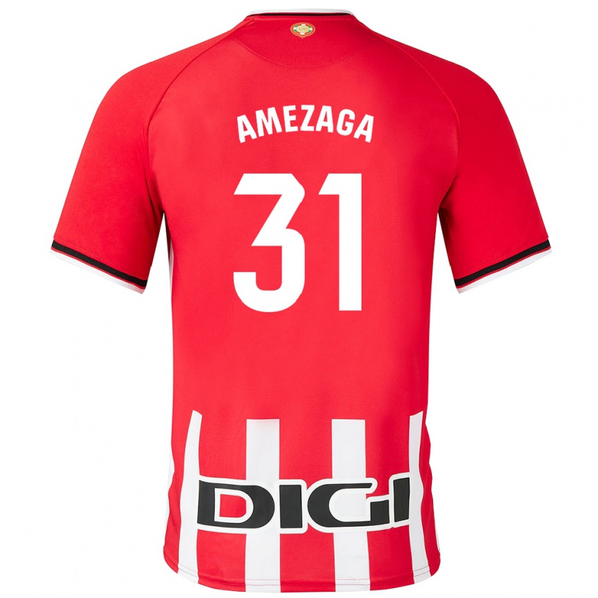 Kids Football Jone Amezaga #31 Red Home Jersey 2023/24 T-Shirt Canada