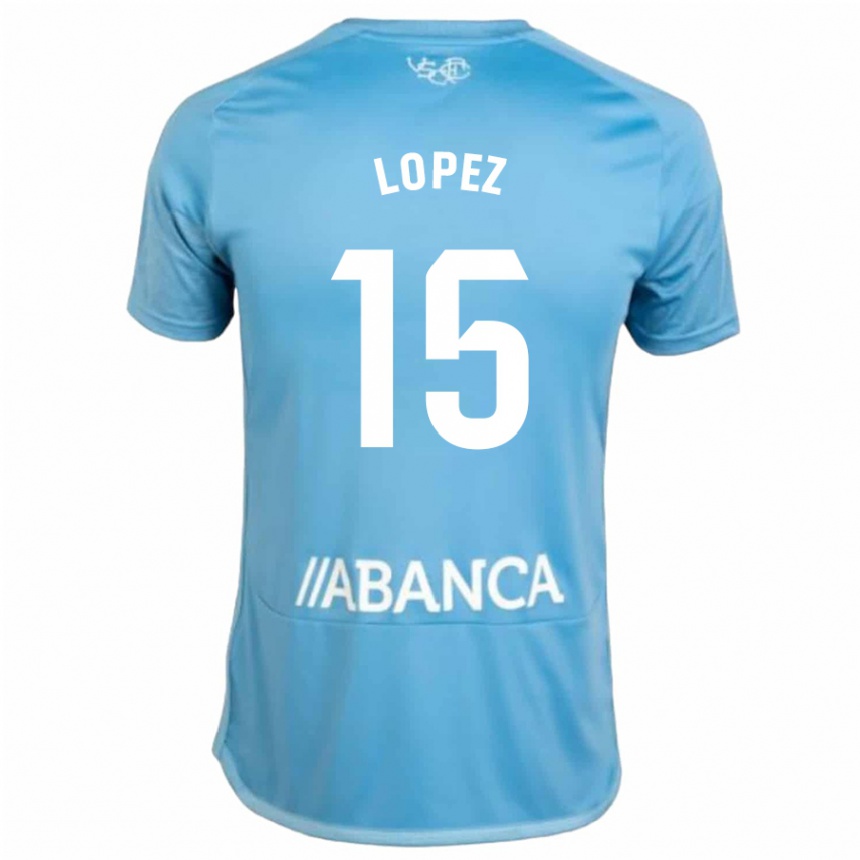 Kids Football Fer López #15 Blue Home Jersey 2023/24 T-Shirt Canada