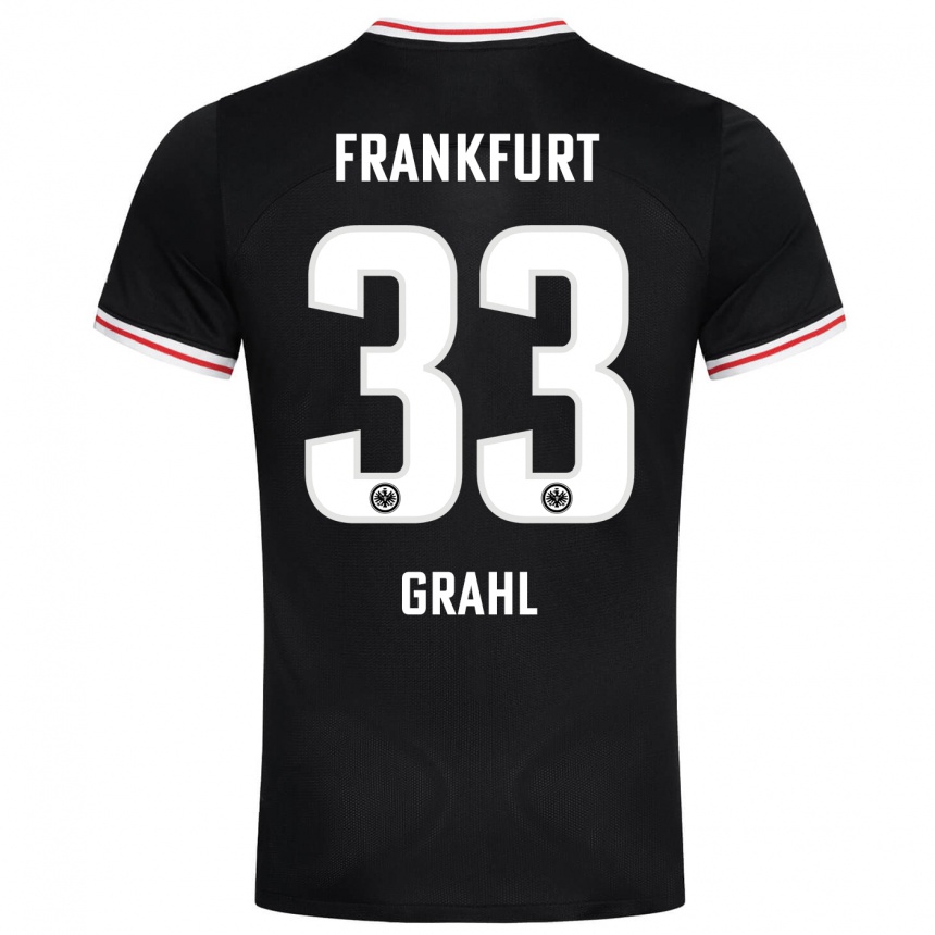 Kids Football Jens Grahl #33 Black Away Jersey 2023/24 T-Shirt Canada