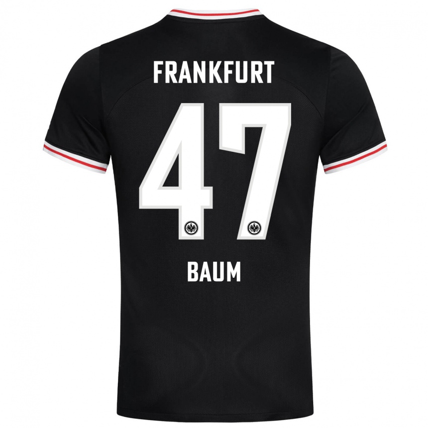 Kids Football Elias Baum #47 Black Away Jersey 2023/24 T-Shirt Canada