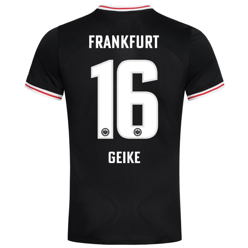 Kids Football Jonah Geike #16 Black Away Jersey 2023/24 T-Shirt Canada