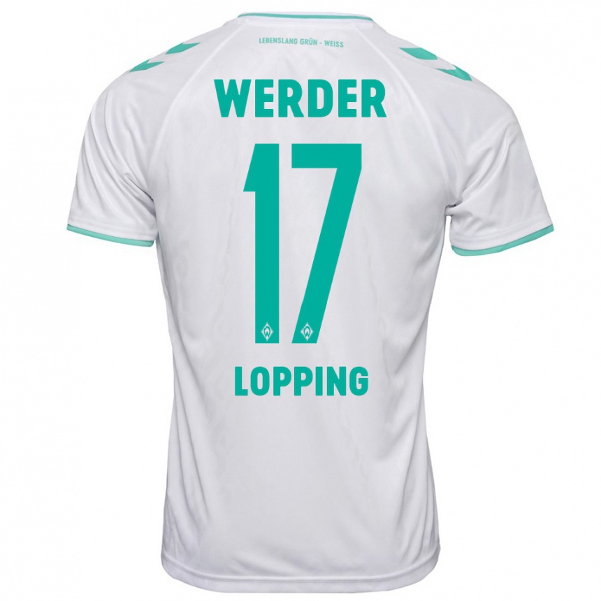 Kids Football Jakob Löpping #17 White Away Jersey 2023/24 T-Shirt Canada