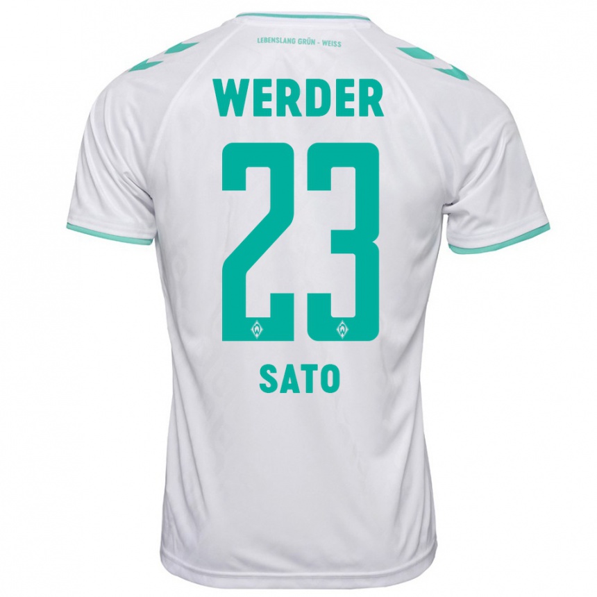 Kids Football Kein Sato #23 White Away Jersey 2023/24 T-Shirt Canada