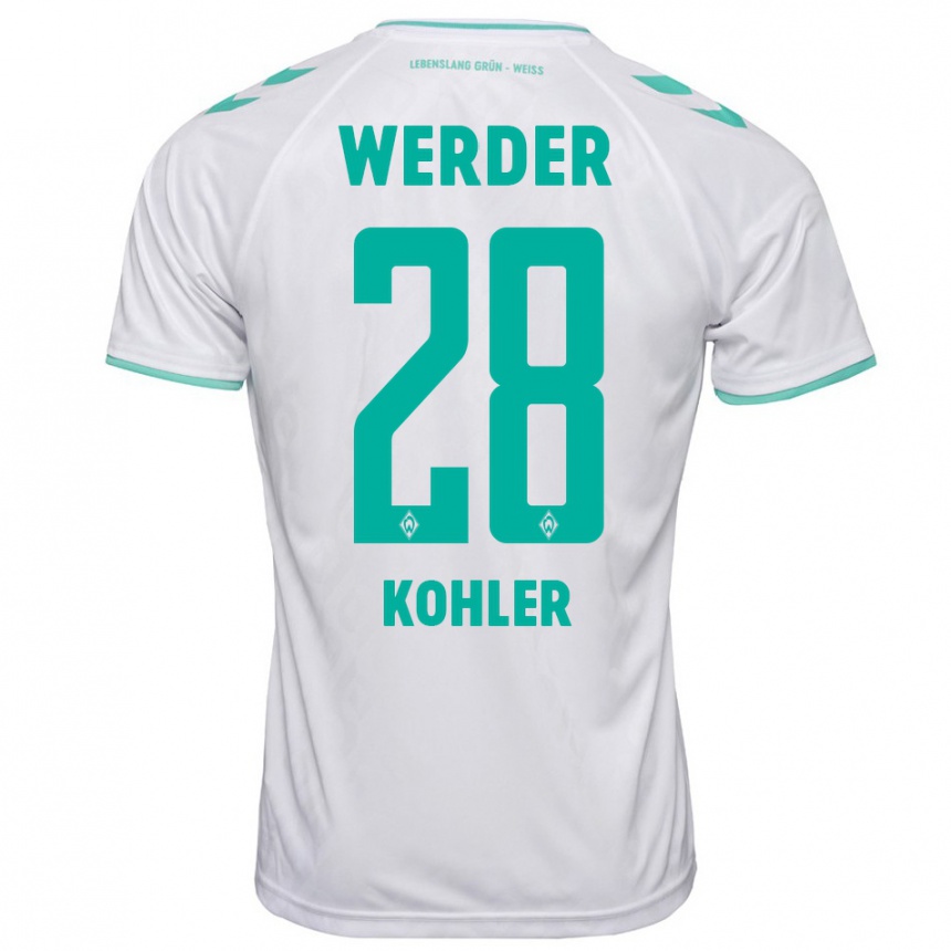 Kids Football Ethan Kohler #28 White Away Jersey 2023/24 T-Shirt Canada