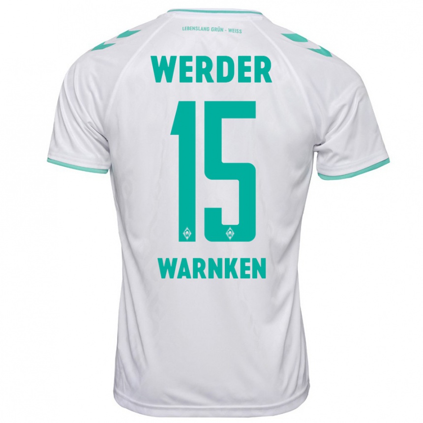 Kids Football Jannes Warnken #15 White Away Jersey 2023/24 T-Shirt Canada