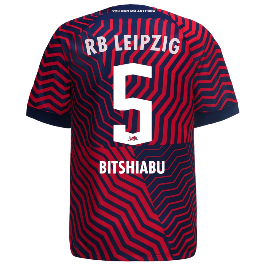 Enfant Football Maillot El Chadaille Bitshiabu #5 Bleu Rouge Tenues Extérieur 2023/24 Canada