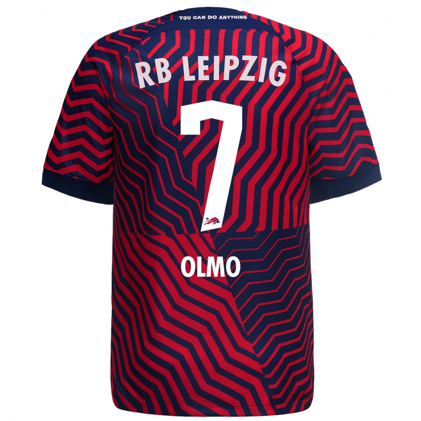 Kids Football Dani Olmo #7 Blue Red Away Jersey 2023/24 T-Shirt Canada