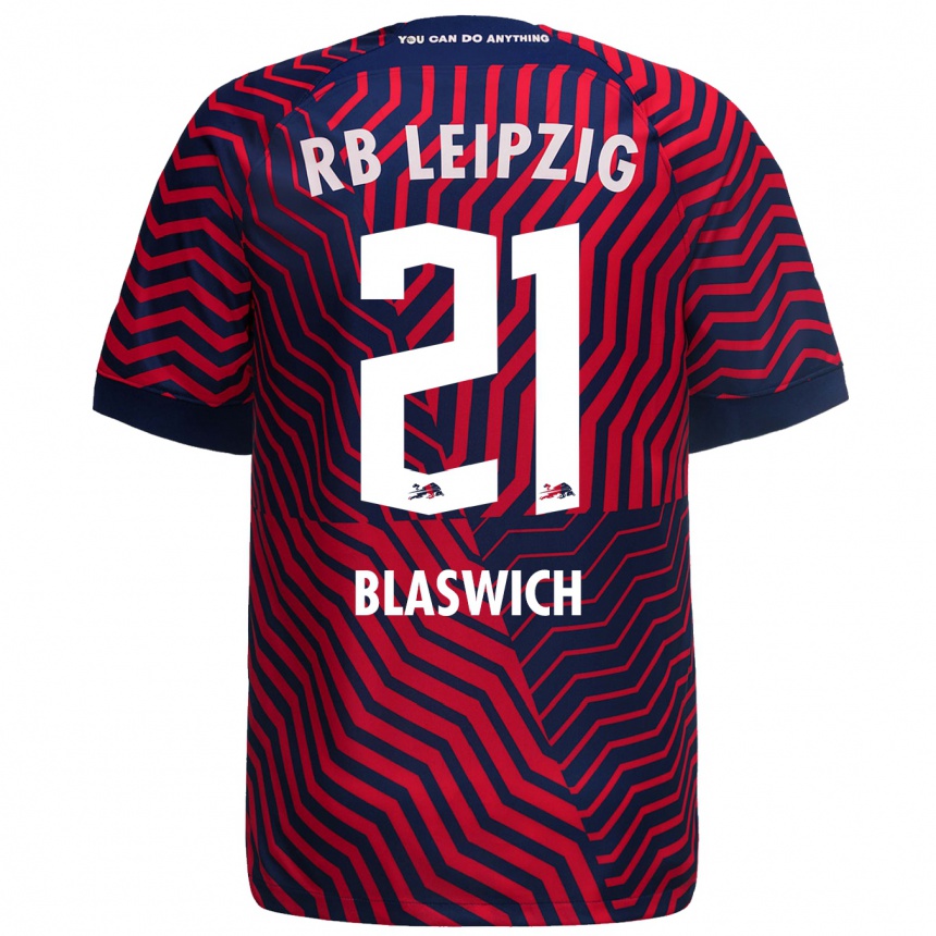 Kids Football Janis Blaswich #21 Blue Red Away Jersey 2023/24 T-Shirt Canada