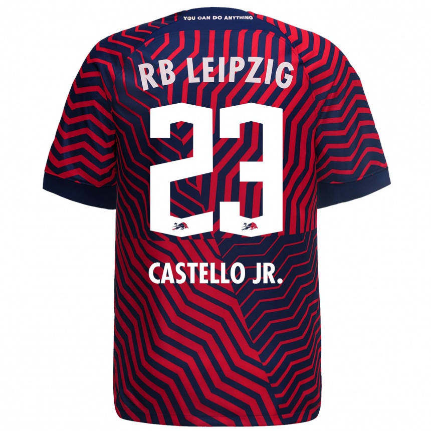 Enfant Football Maillot Castello Lukeba #23 Bleu Rouge Tenues Extérieur 2023/24 Canada