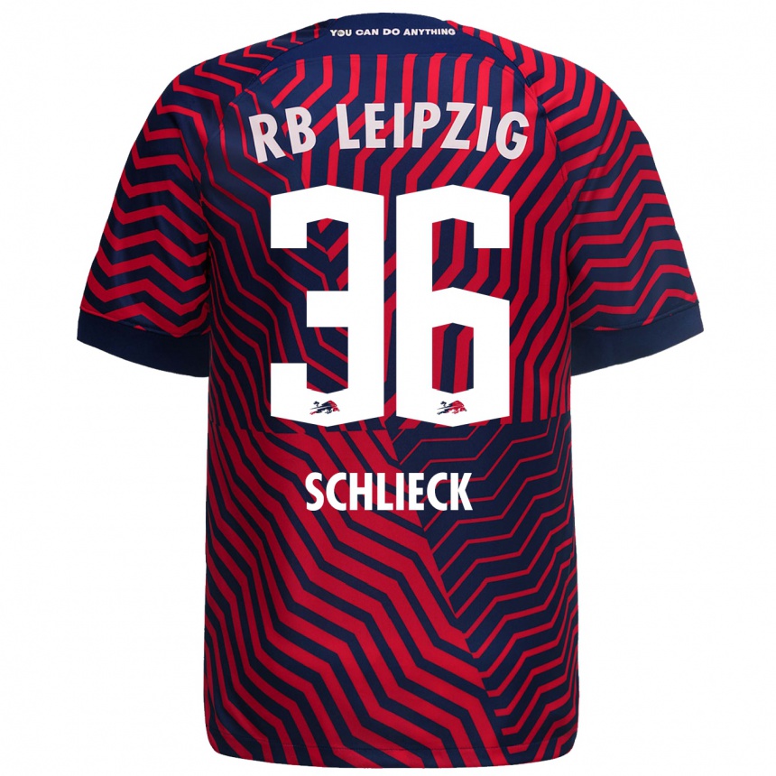 Enfant Football Maillot Timo Schlieck #36 Bleu Rouge Tenues Extérieur 2023/24 Canada