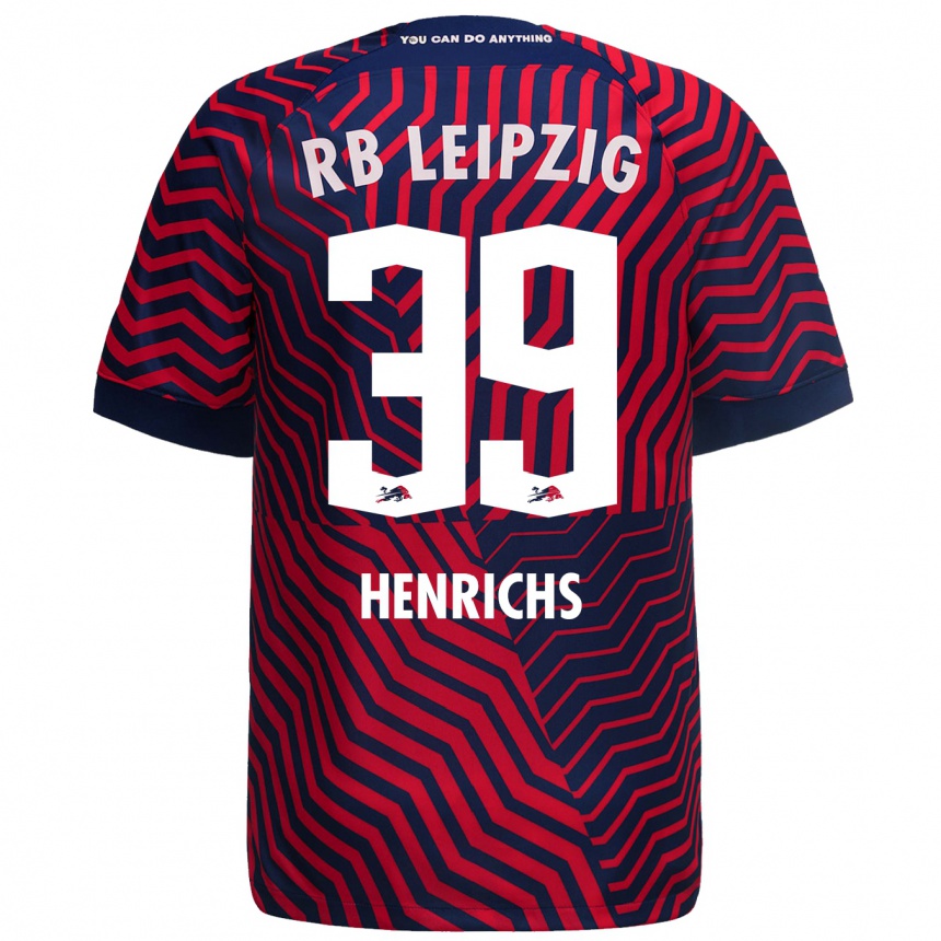 Kids Football Benjamin Henrichs #39 Blue Red Away Jersey 2023/24 T-Shirt Canada