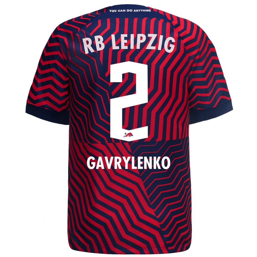 Enfant Football Maillot Oleksandr Gavrylenko #2 Bleu Rouge Tenues Extérieur 2023/24 Canada