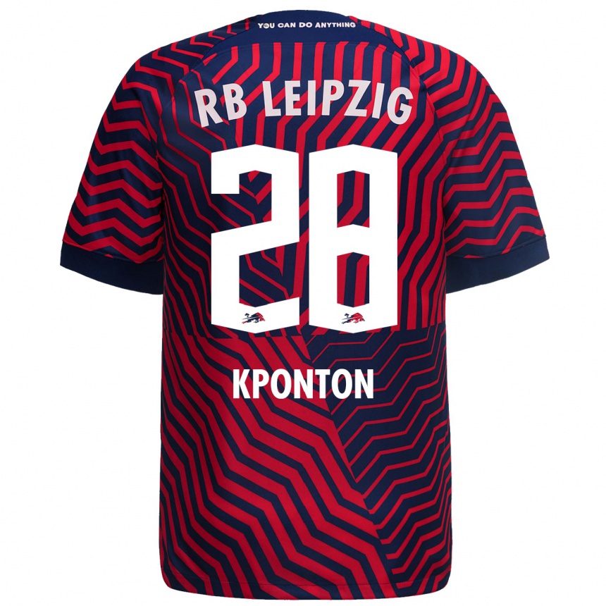 Enfant Football Maillot Marwan Kponton #28 Bleu Rouge Tenues Extérieur 2023/24 Canada